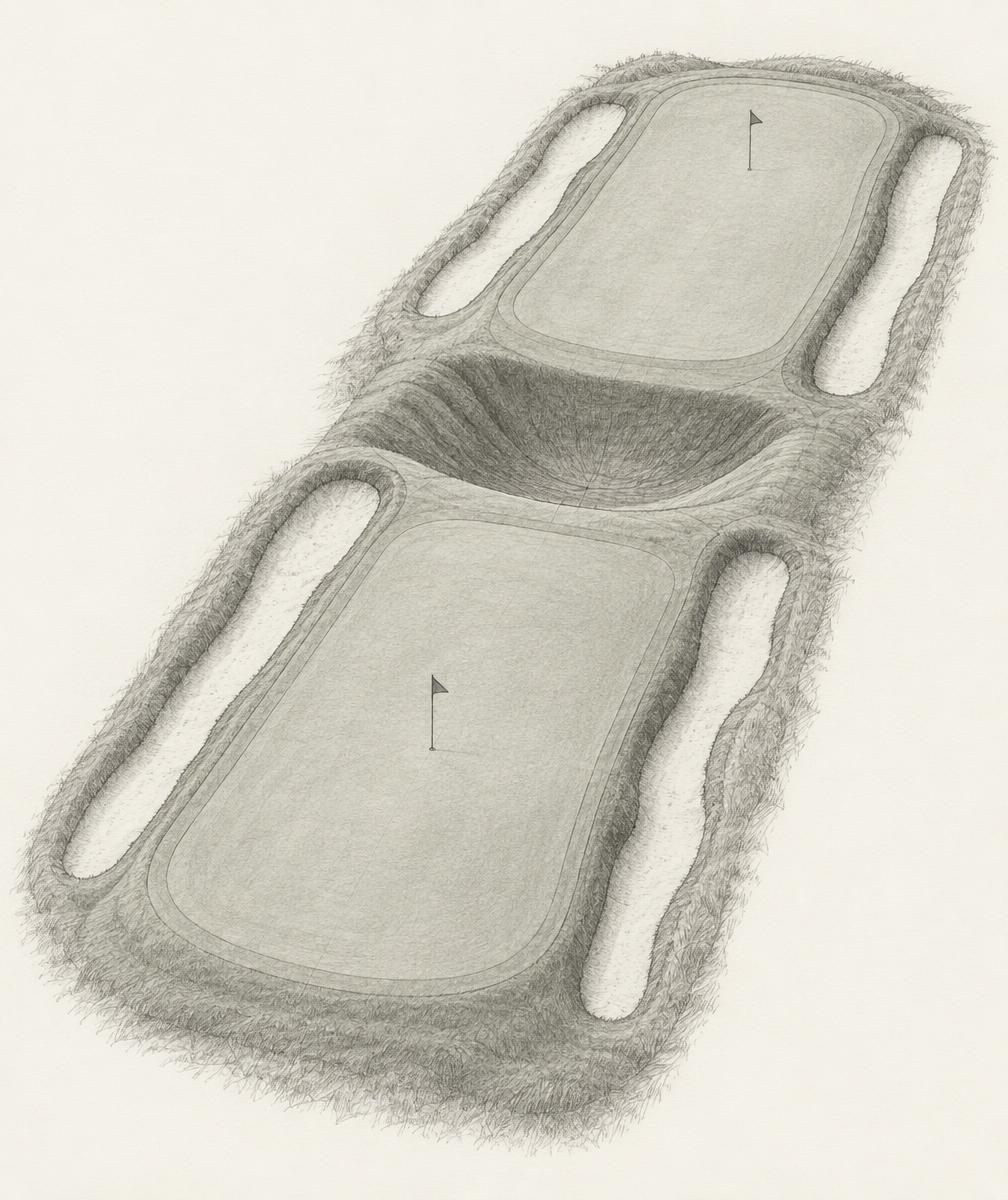 Contemporary illustrative pencil study of the Biarritz form and transverse swale